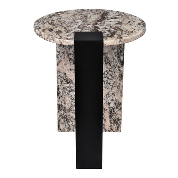 Lyra 17" Contemporary Natural Marble/Metal Handmade Round End Table - JONATHAN Y